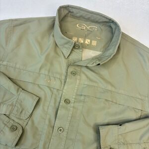 GameGuard Outdoors Fishing Shirt Mens Large Green Long Sleeve UPF 30 Vented